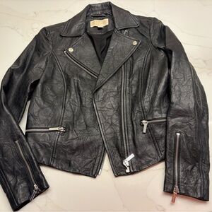Michael Kors Black Leather Moto Jacket